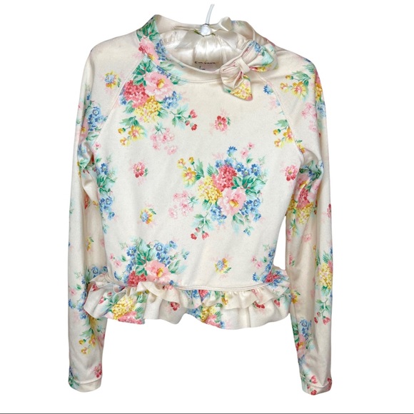 Janie and Jack Girls Floral Rashguard Swim Shirt Long Sleeve Size 4 - Picture 1 of 4